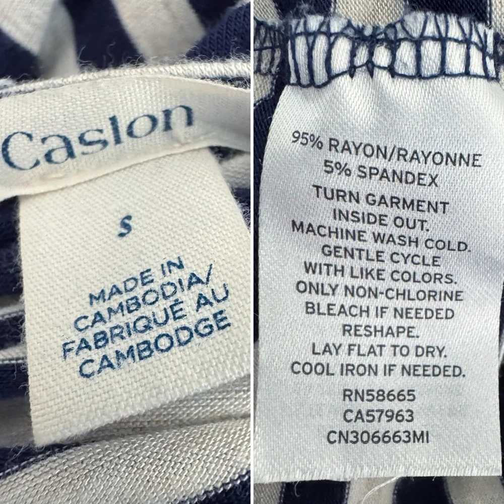 Caslon blue white striped stretchy maxi dress S - Picture 9 of 10